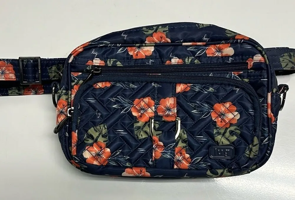 Lug Carousel Blue Floral Adjustable Convertible Belt Bag/ Crossbody RFID Purse Blue - Image 1