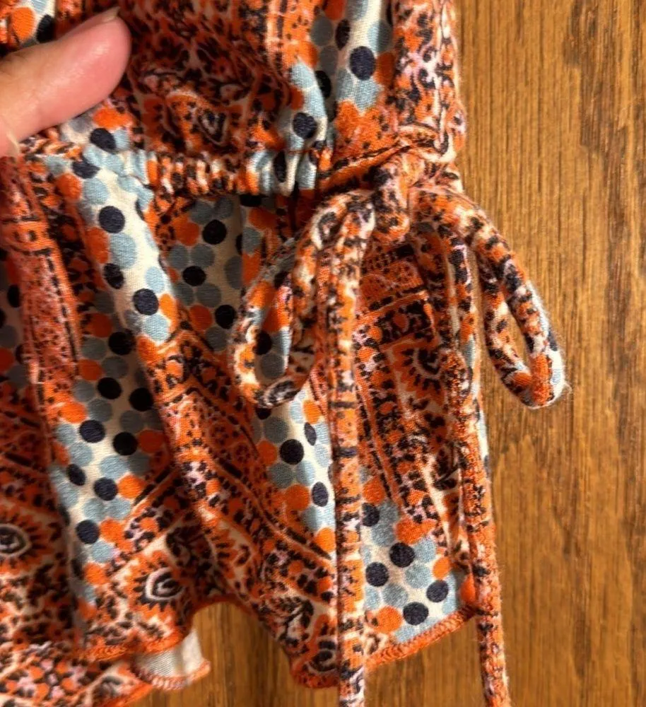 Anthropologie Orange Cap Sleeve Side Tie Peplum Blouse Shirt XS EUC #0867-OAK - Image 4