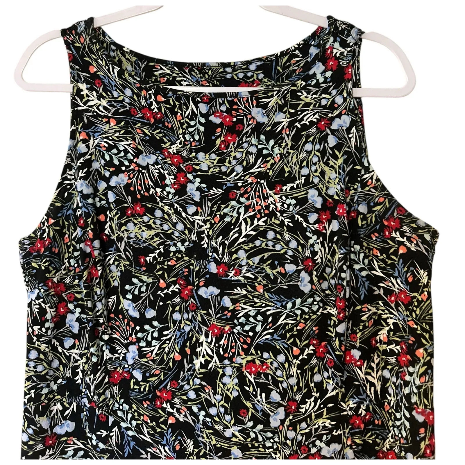 J. Jill Wearever Sheath Dress Black Floral Sleeveless SZ M Back Smocking Boho Size M - Image 3