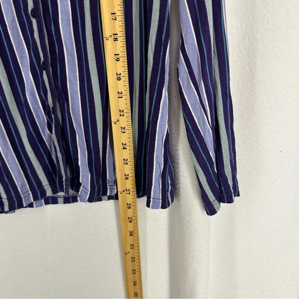 Jaclyn Smith Long Sleeve Button Pajama Shirt Stripe Womens Large Blue - Image 5