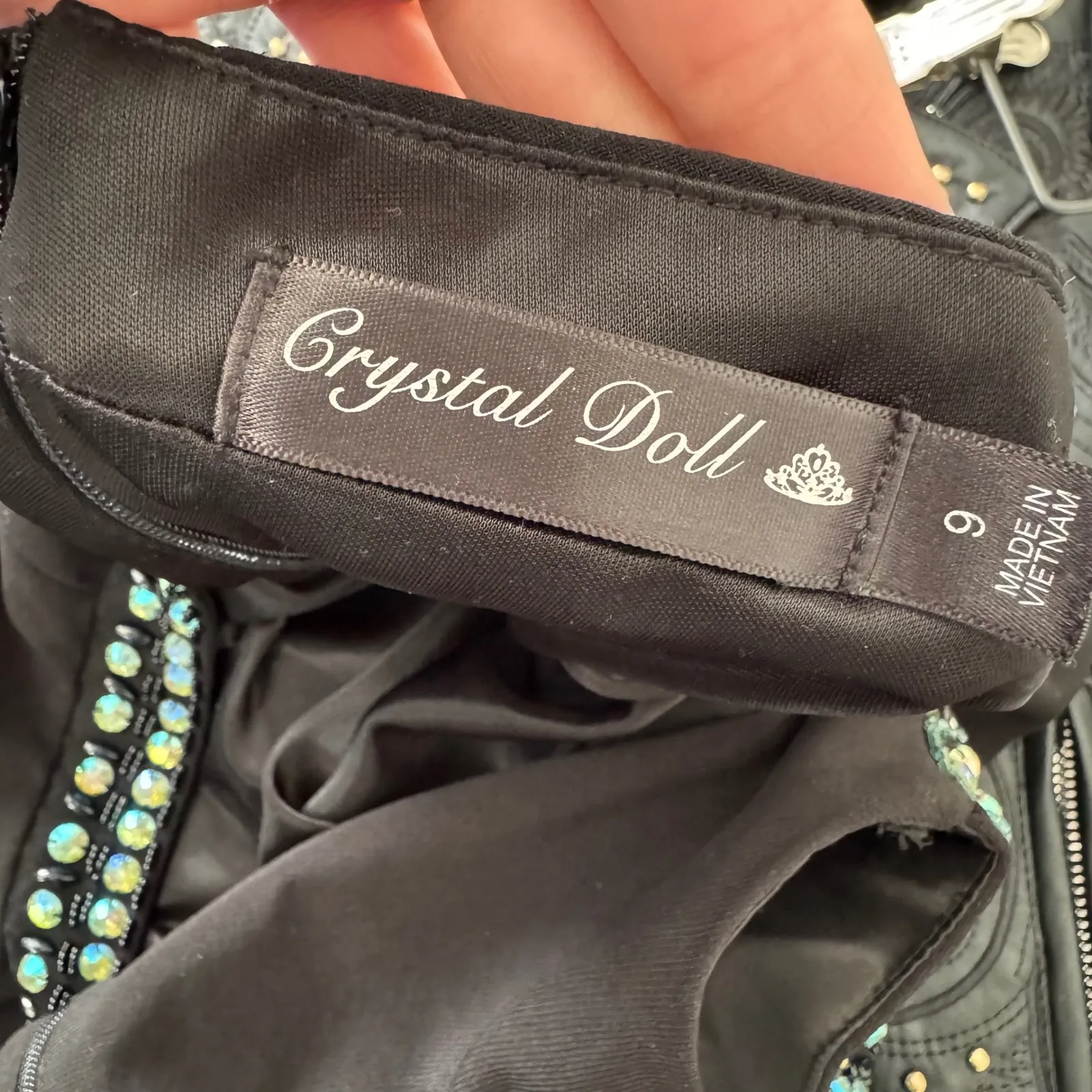 Crystal Doll Black Halter Neck Cutout Beaded Maxi Dress Size 9 Prom Formal - Image 7