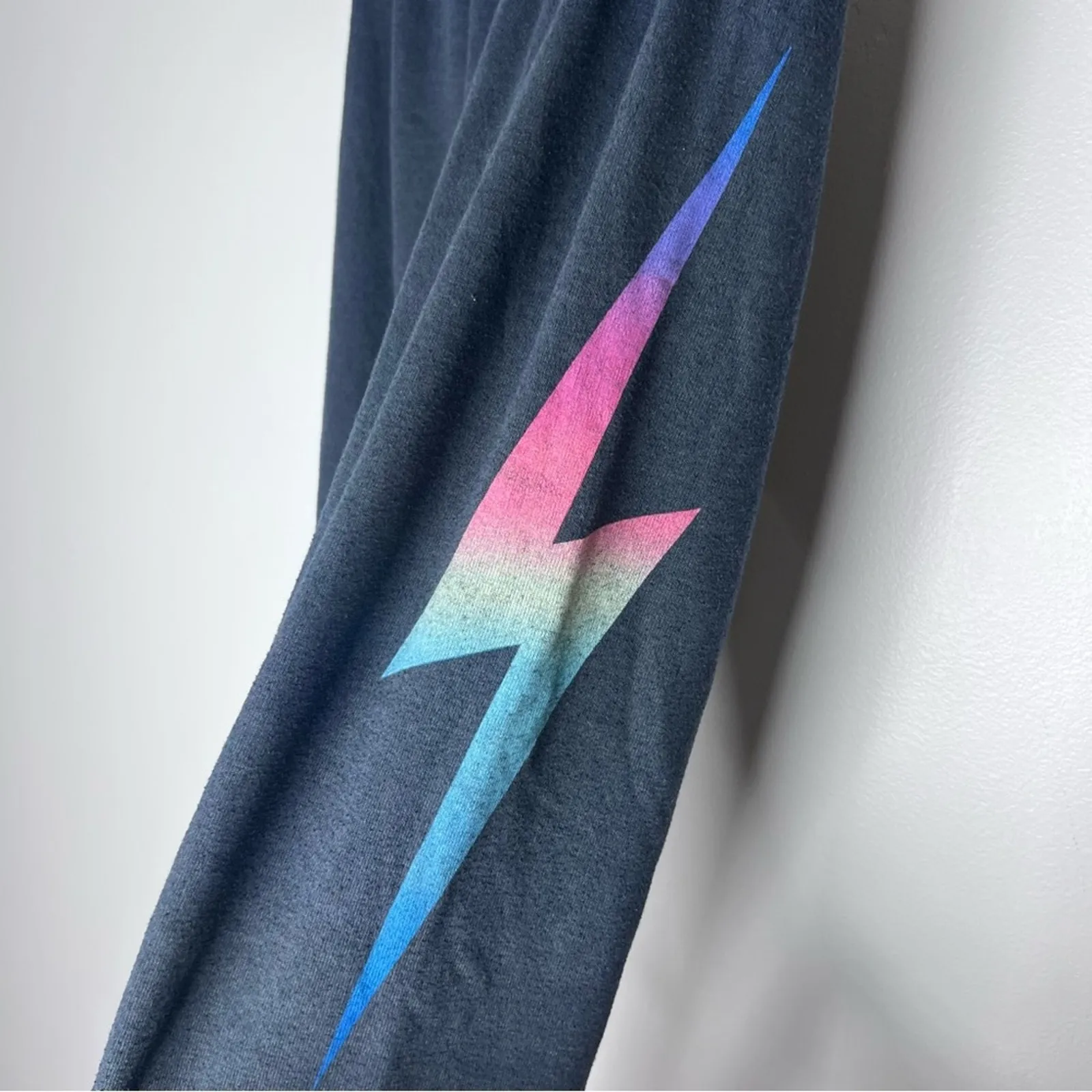 Aviator Nation  Rainbow Pink Bolt Sweatpants Sz S - Image 6