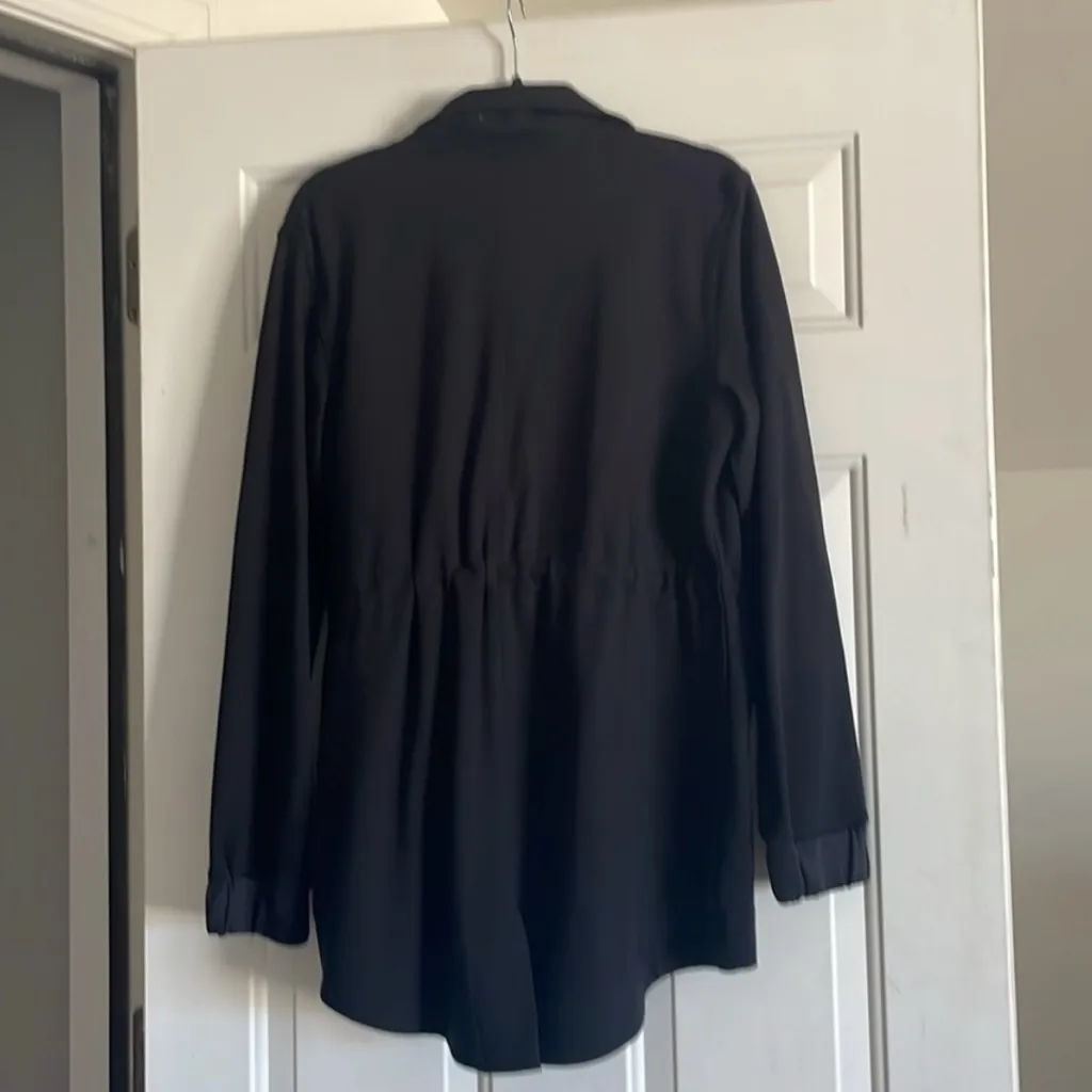 CABI Tuxedo Parka Ponte Knit Longline Anorak Jacket in Black Size XS - Image 3