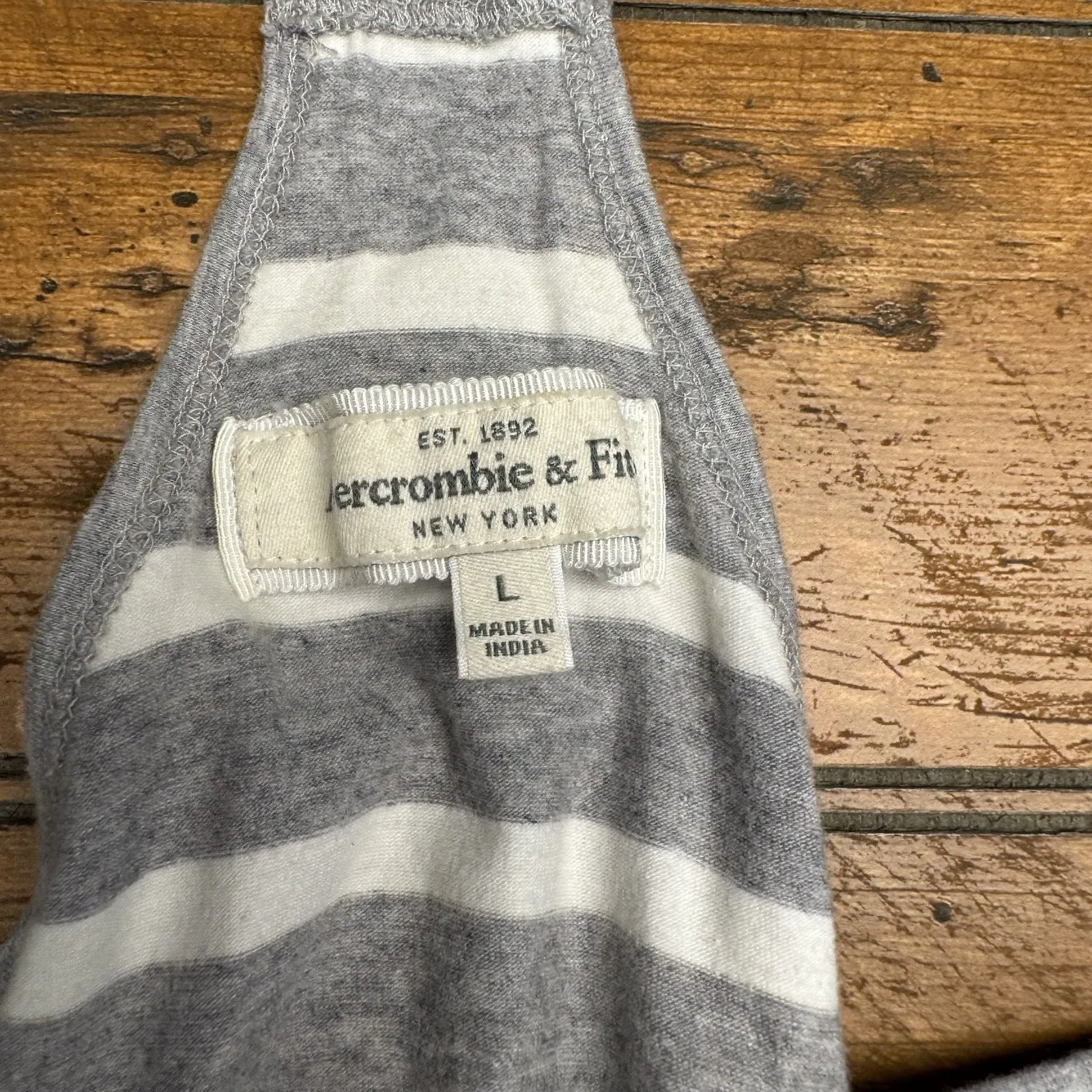 Abercrombie & Fitch Dress Women L Navy Blue Gray Striped ‎  Spaghetti Racer - Image 3