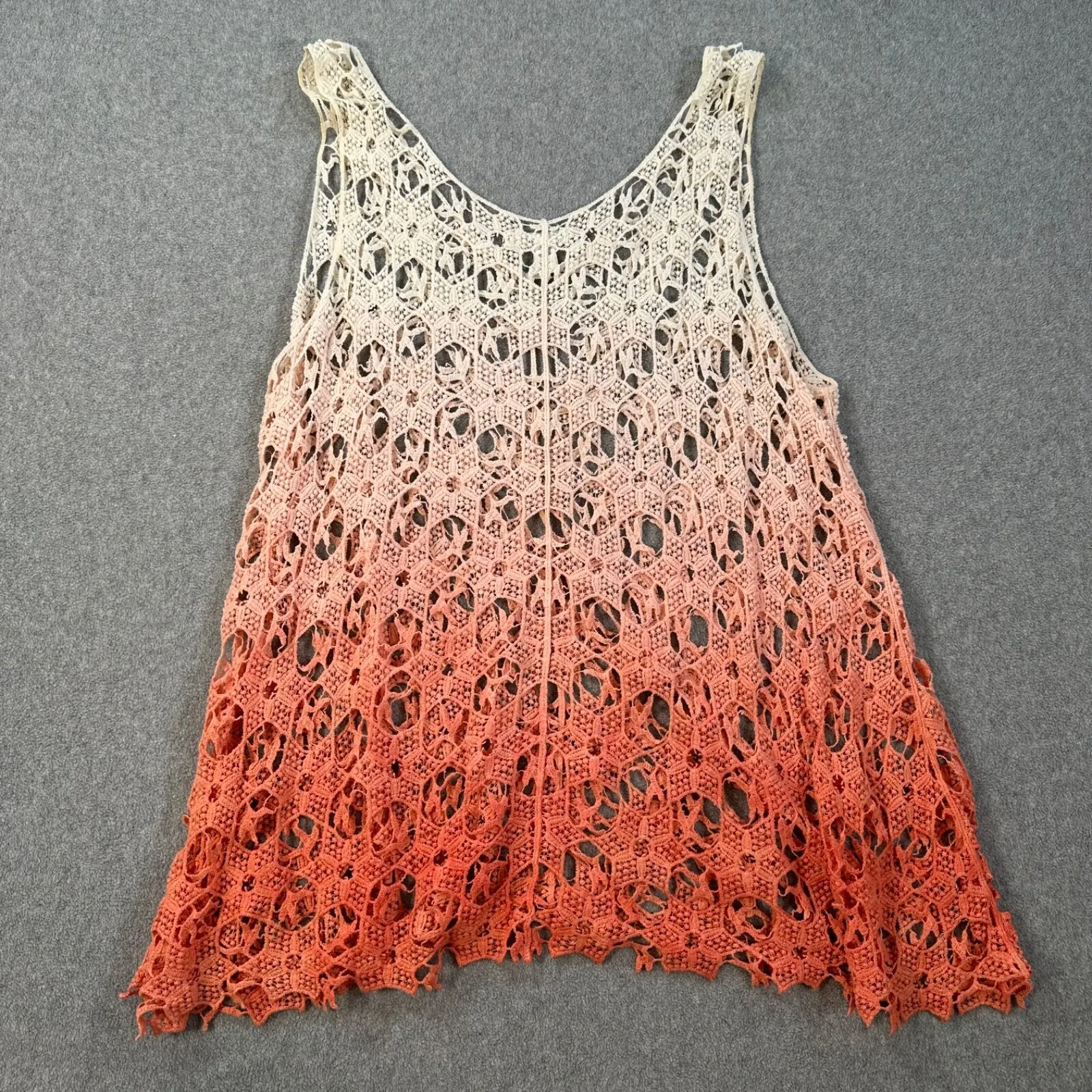Cato Ombre Crochet Sleeveless Tank Top Women's 26/28W Pink White Open Knit Beach - Image 7