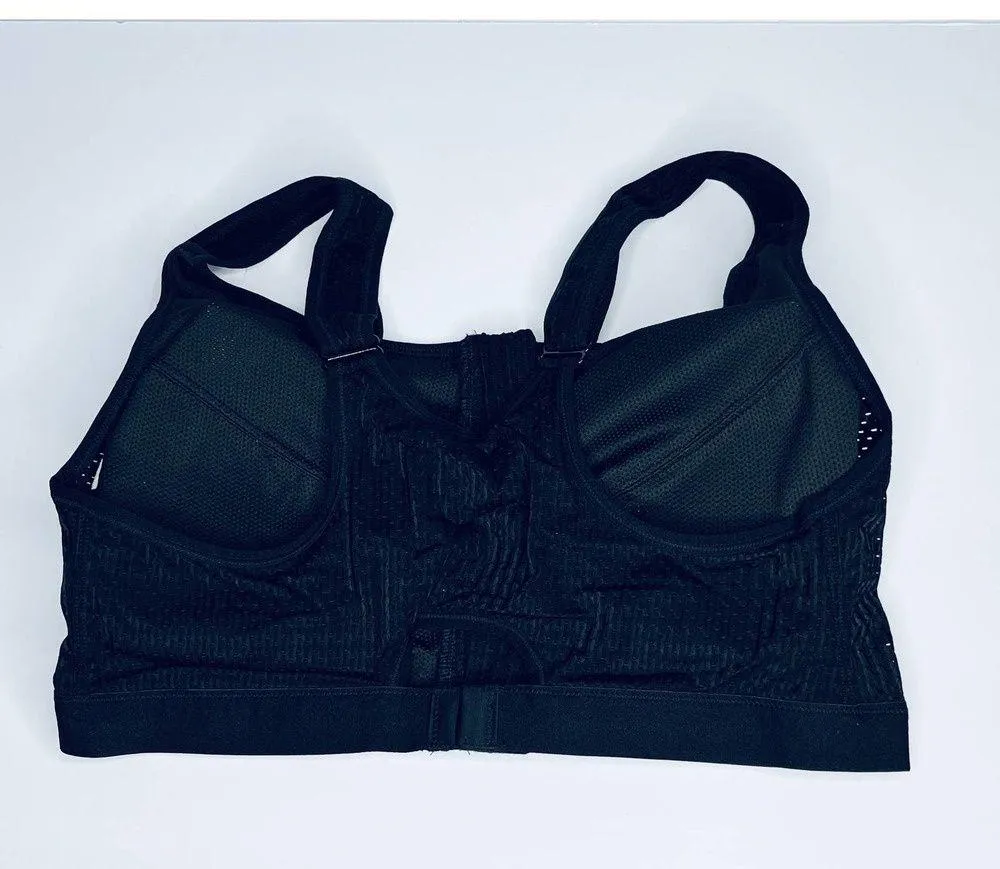 Woweny Zip Front Black Racerback Sports Bra New XXL Size XL - Image 2