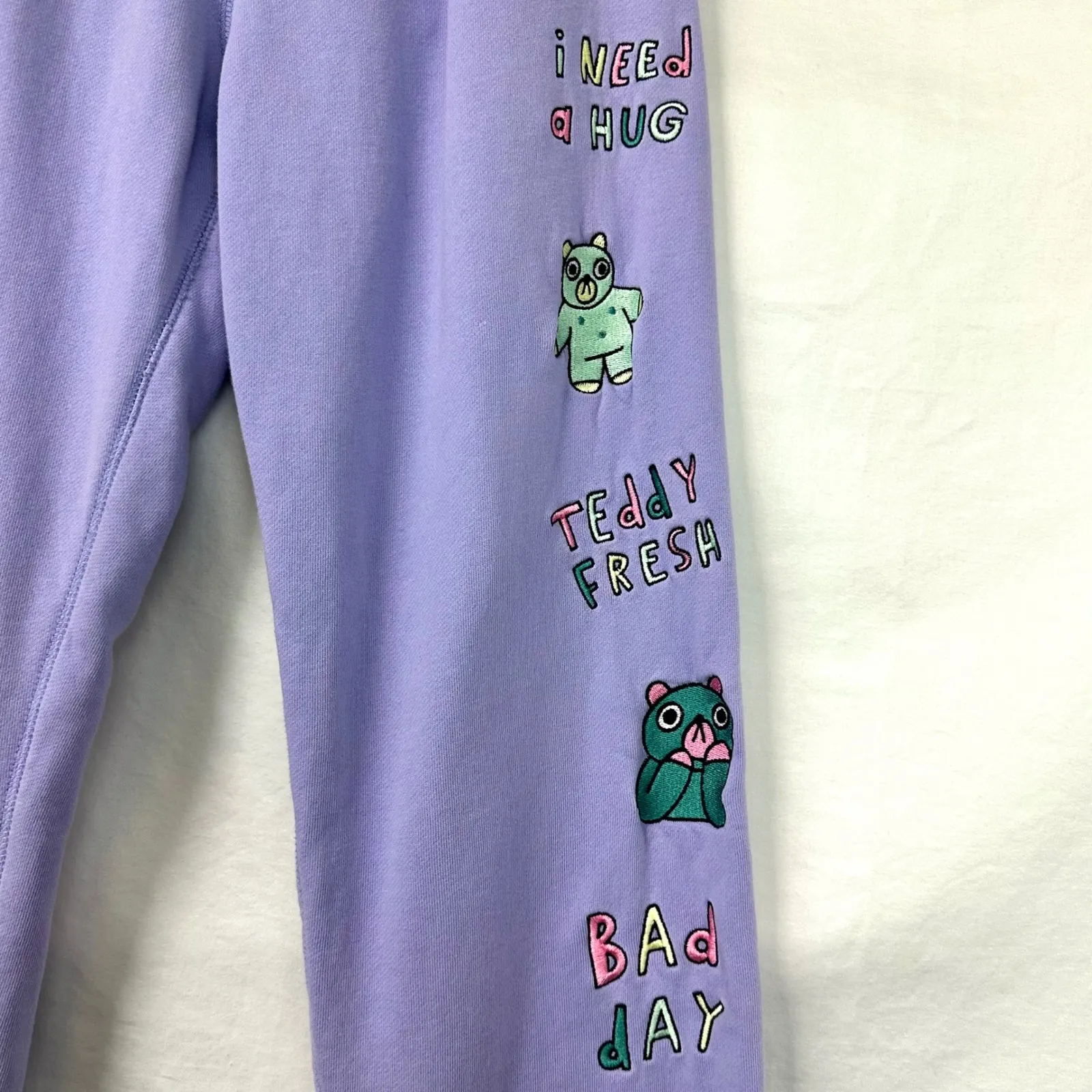 TEDDY FRESH Purple Bear Embroidered Jogger Sweatpants Women's M H3H3 Cotton - Image 2
