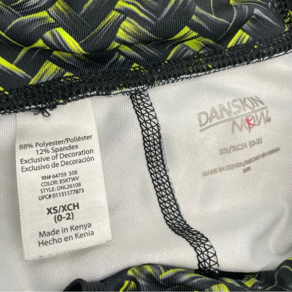 Danskin Now Womens‎ Capri Leggings XS Yellow Black Woven Basket Running Yoga Gym - Image 8