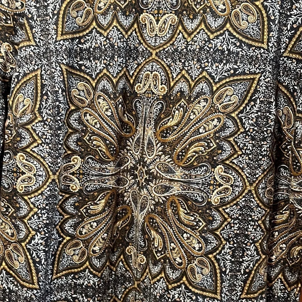 J.JILL paisley boho tassel tunic 3/4 sleeve top size medium. - Image 2