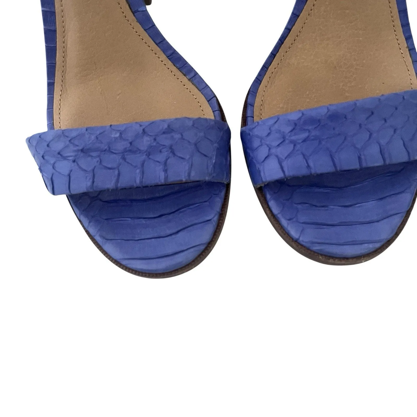 Coach Lexey Sandals Cobalt Blue Snake Embossed Leather Block Heel SZ 8 Chic - Image 8