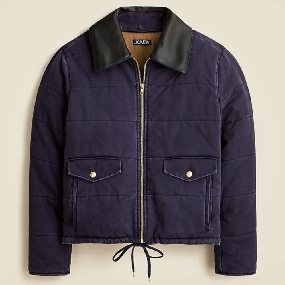 NWT J. Crew Quilted Rugged Canvas Jacket Navy Blue - Image 2