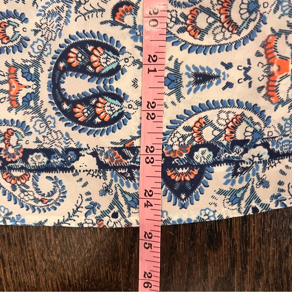 Daniel Rainn Blue and Cream Boho Paisley Blouse Size Small - Image 4