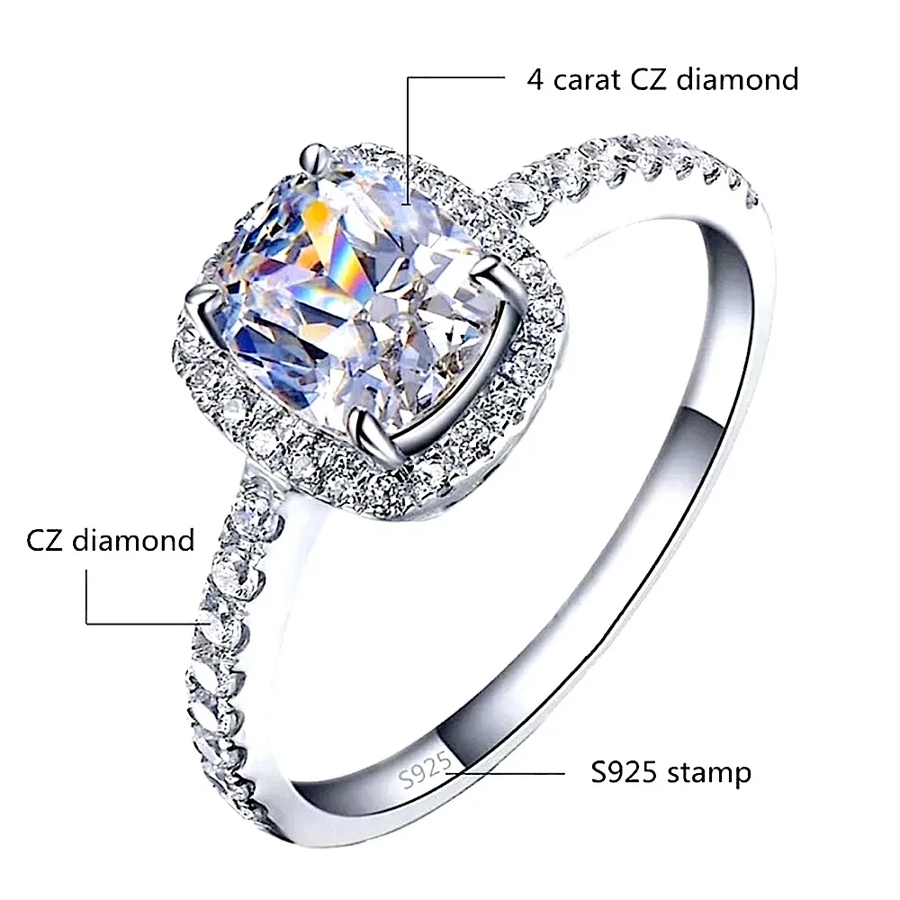 NEW Women’s 6ct Cushion Cut Halo‎ Simulated Diamond Engagement Ring, Size 6 - Image 10