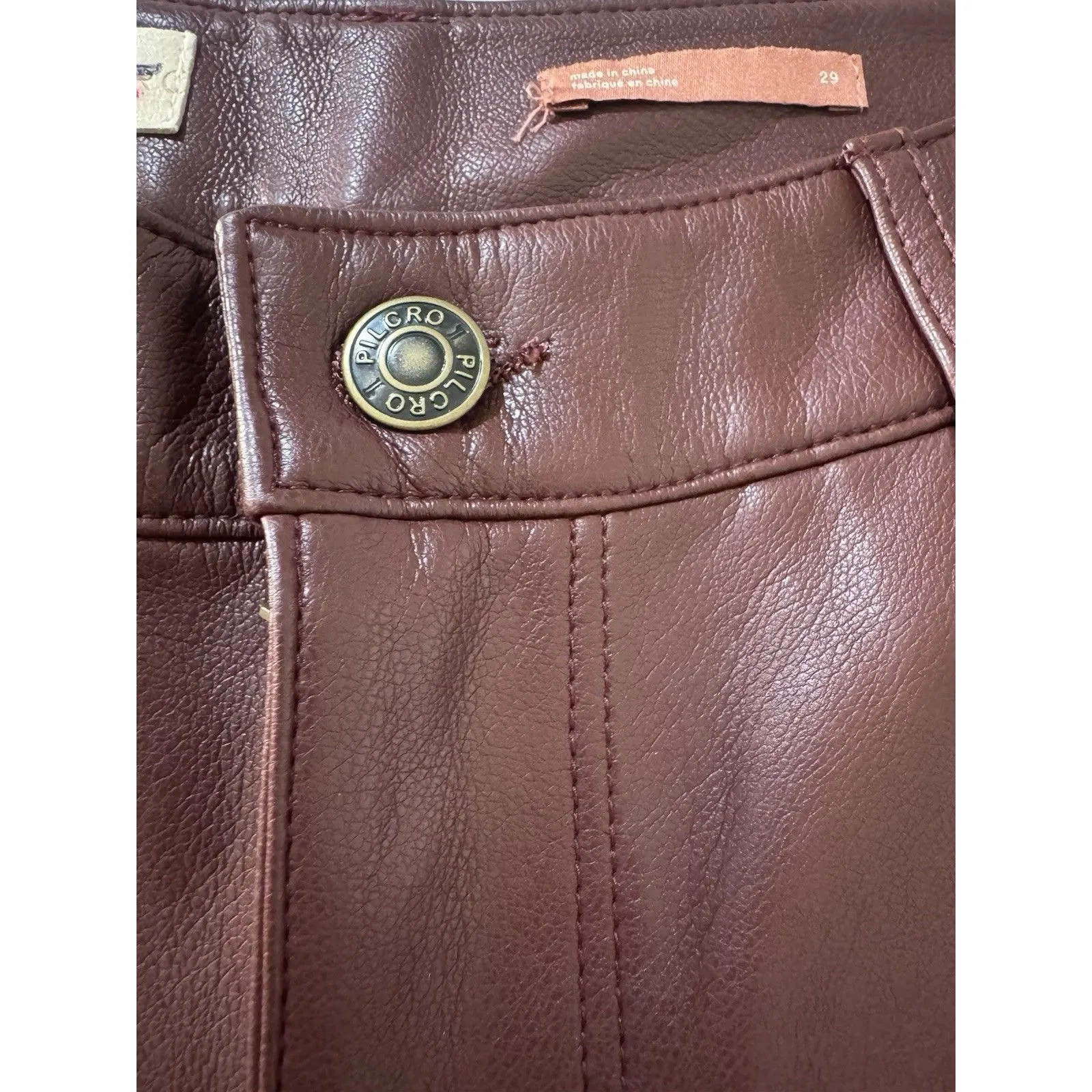 Pilcro/Anthropology Faux Leather Wine The Breaker Casual Pants Cropped 29 New - Image 4