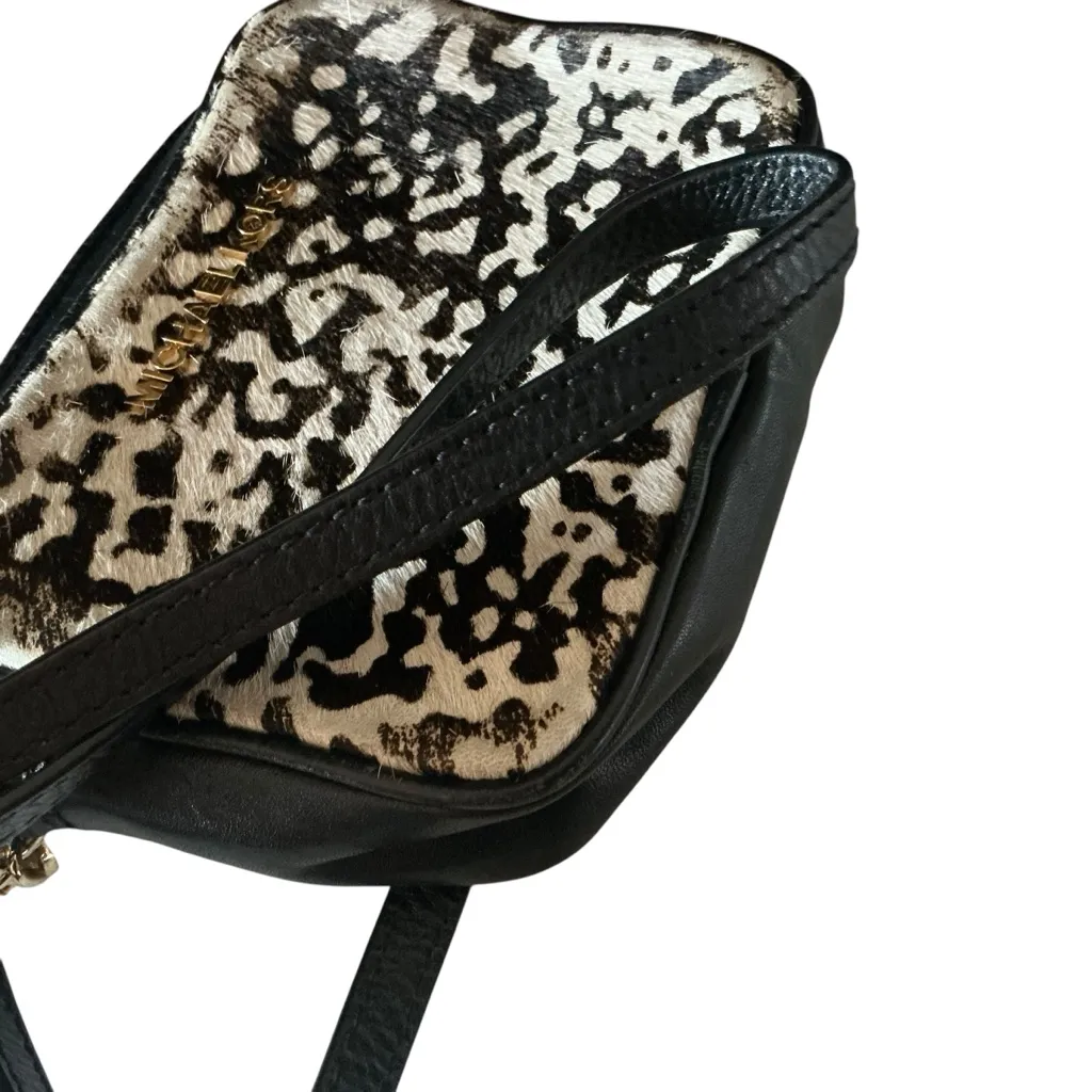 Michael Kors calf hair camera bag crossbody shoulder gold chain cheetah print - Image 9
