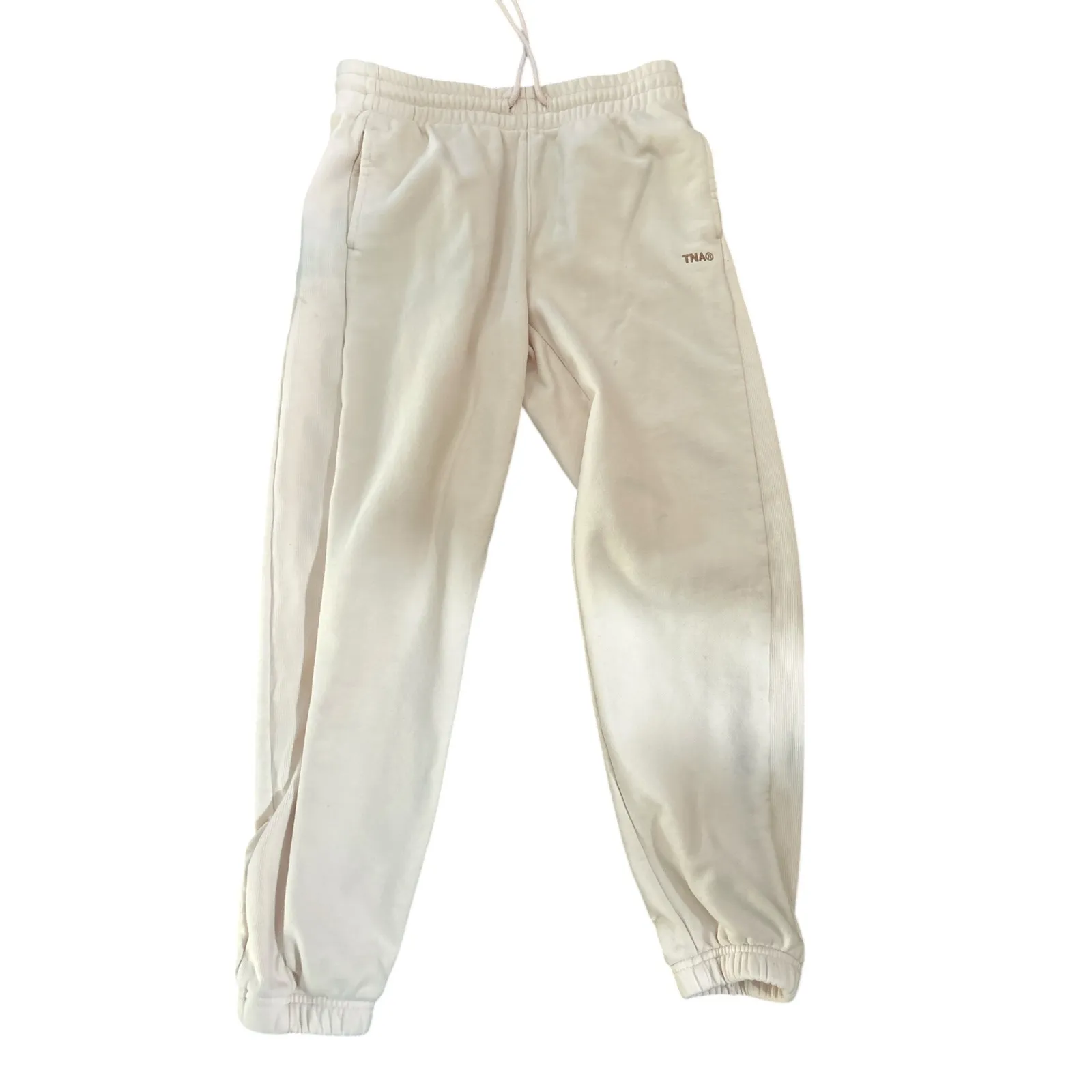 TNA Sweatfleece Terry Fleece Boyfriend Fit Joggers Cream XS - Image 3