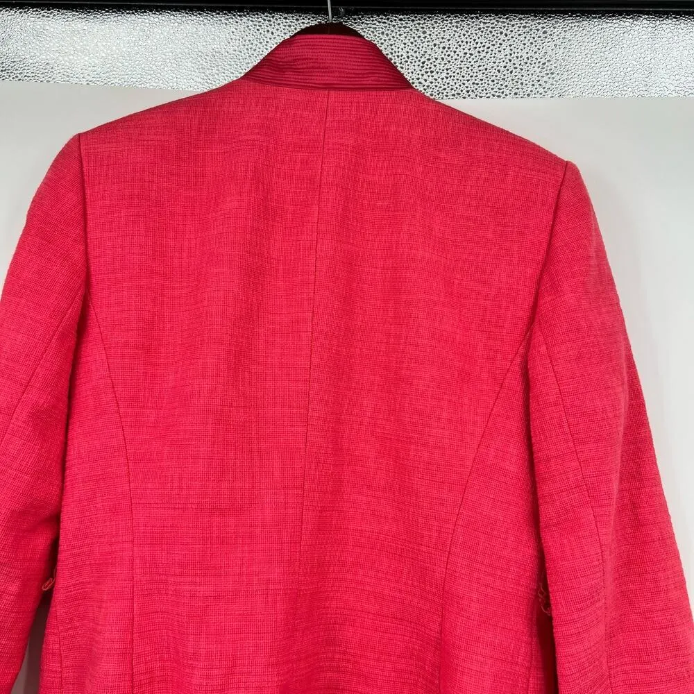 Linda Allard Ellen Tracy Blazer Women Open Front silk lined Jacket Pink Red sz 6 - Image 4