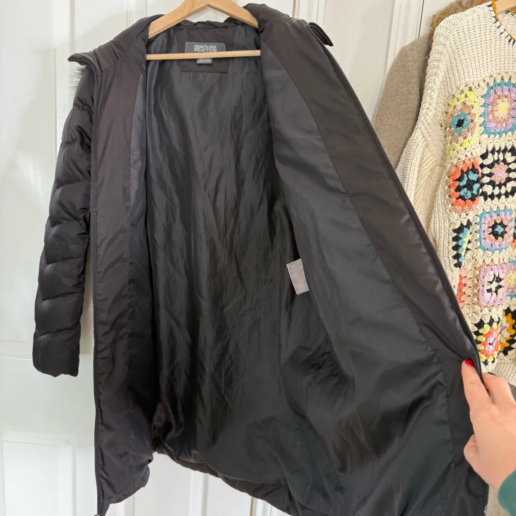 Kenneth Cole Reaction puffer mid length faux fur hooded coat - Image 6