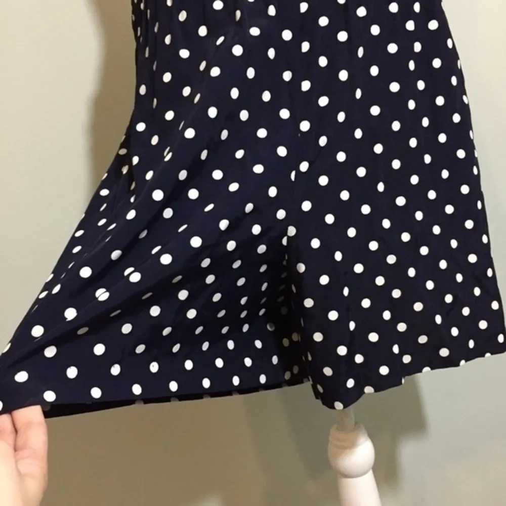 Dark Navy Blue White Polka Dot Culottes Shorts Iz - Image 2