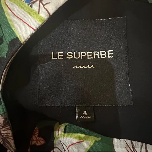 Le Superbe Gardenia Floral Midi‎ Dress Size 4 Green Black Tie Front Slit - Image 13