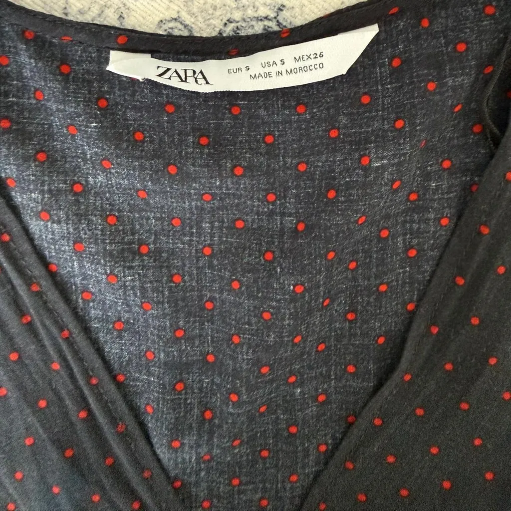 Zara Black & Red Polka Dot Crop Top - Size S - Image 4
