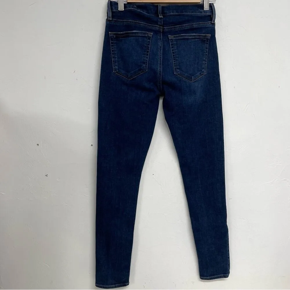 Loft Dark Wash High Rise Skinny Jeans Womens 2 Blue Denim Zip Fly Casual Classic - Image 4