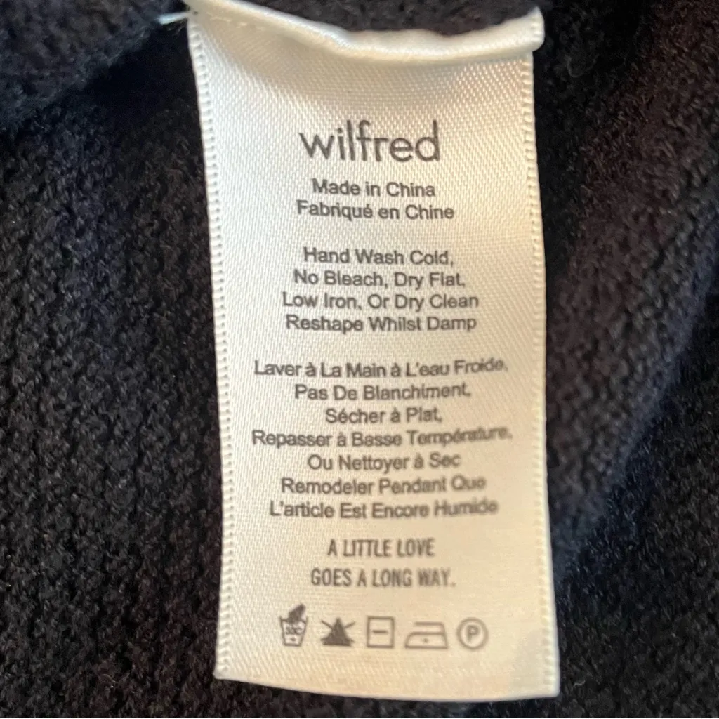 Wilfred Aritzia Women’s Silk Cotton Cashmere 3/4 Sleeve Black Cardigan Size S - Image 5