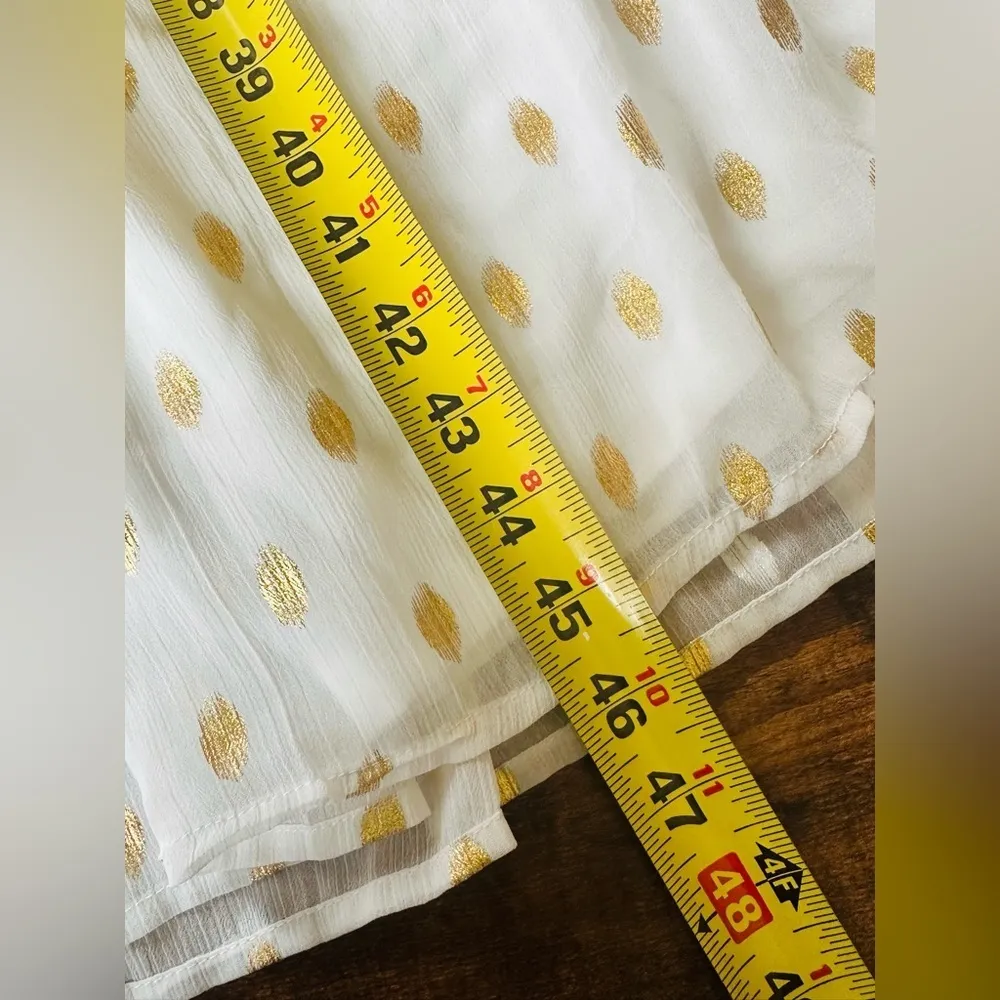 Lulus Cause to Celebrate White and Gold Dot Ruffled Tiered Midi Dress - Size XS - Image 14