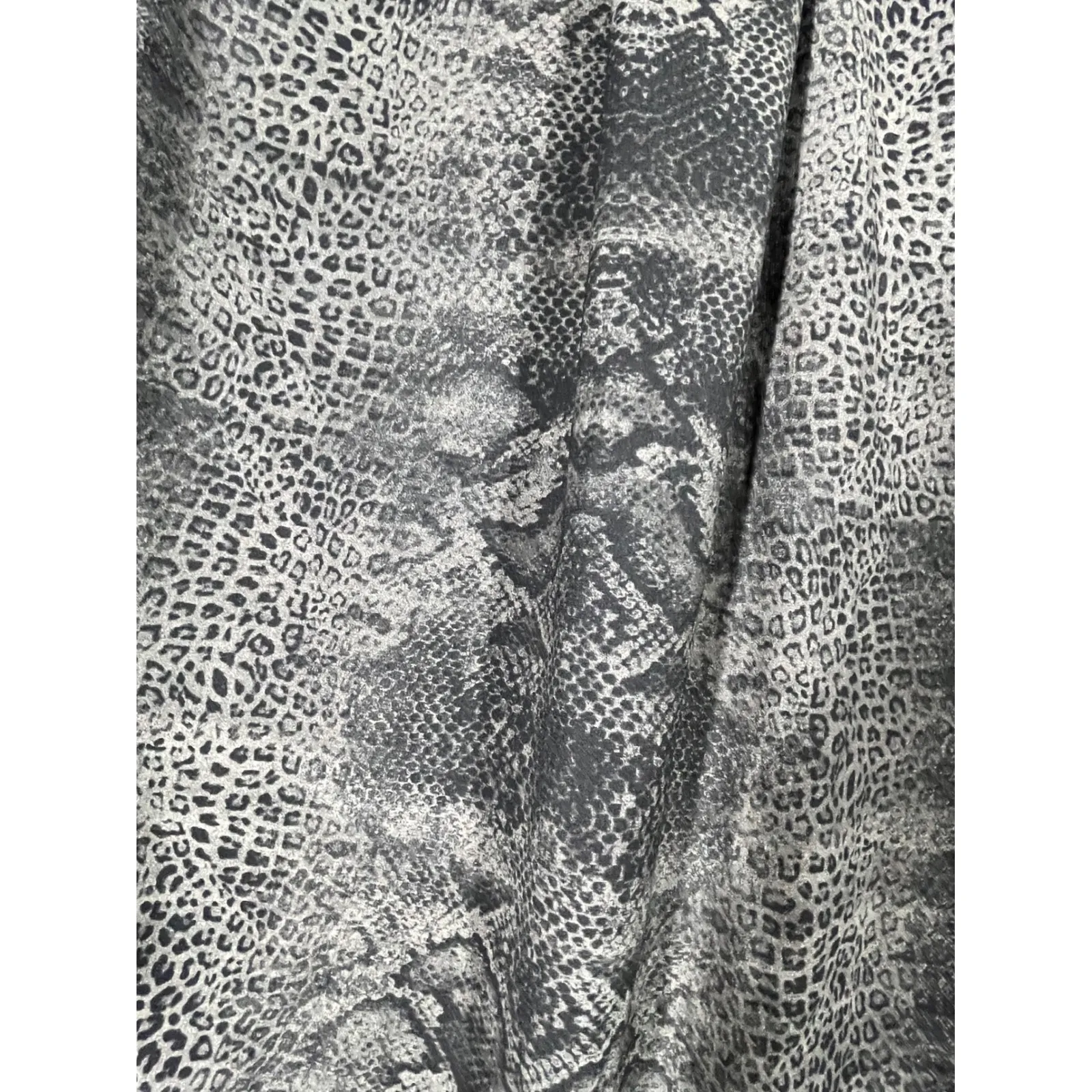 EST 1946 Women Snake Print Button Shirt Dress Roll Tab Sleeve Pocket Gray XL Black - Image 8