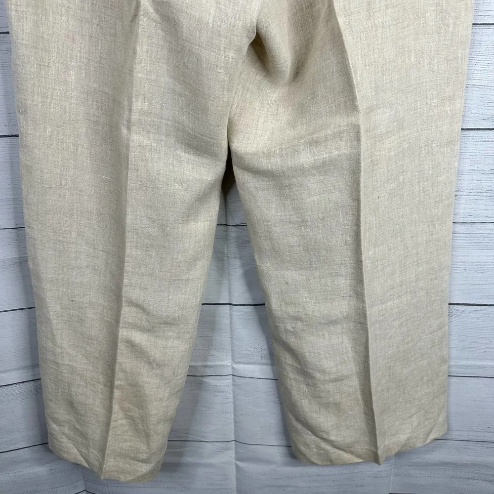 Tsunami Womens size Large 100% Linen Straight Leg Pants Beige Tan - Image 7