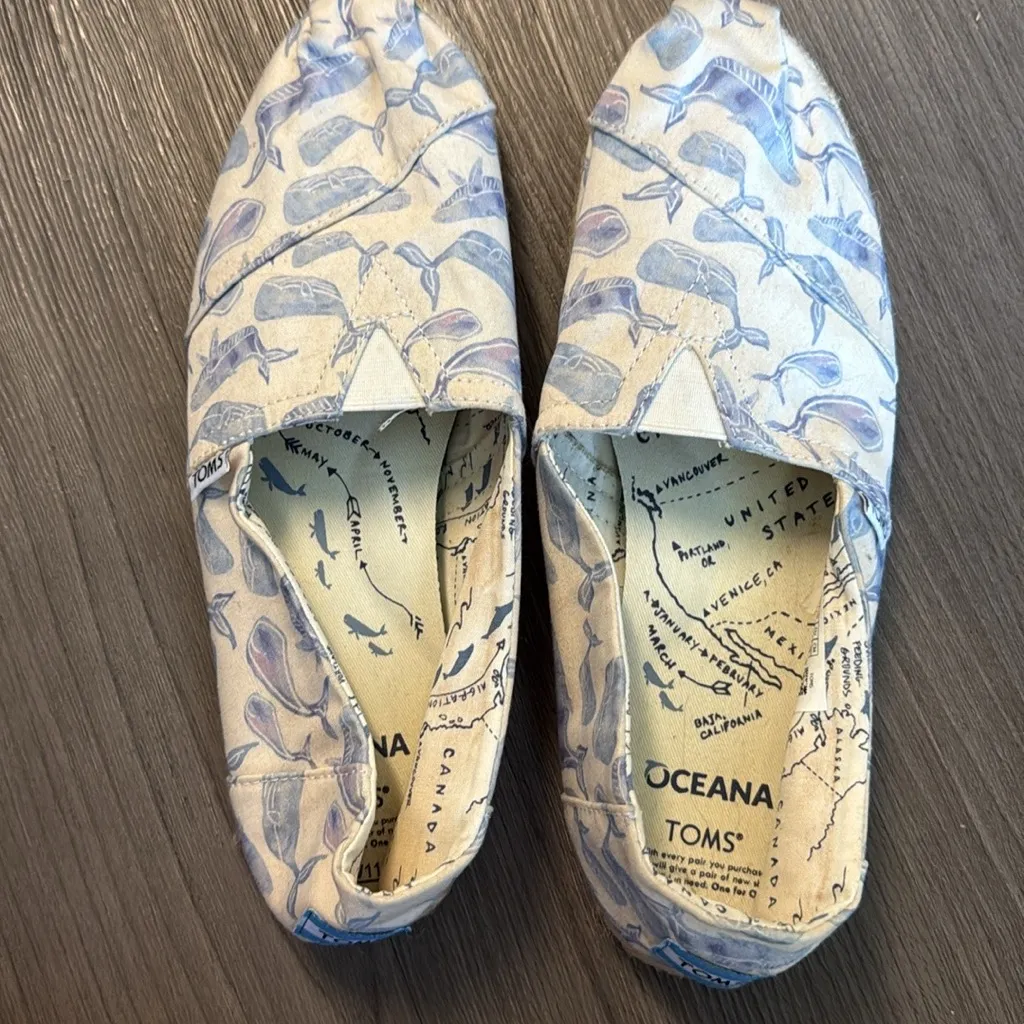 Toms Oceana Classic Multi Watercolor Whale Canvas Espadrilles Slip Ons 11 - Image 10