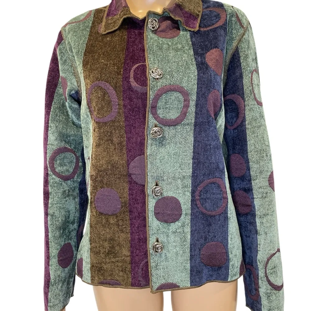 Winding River Reversible Colorful Circle Pattern Women's Jacket size M Green Size M - Image 2