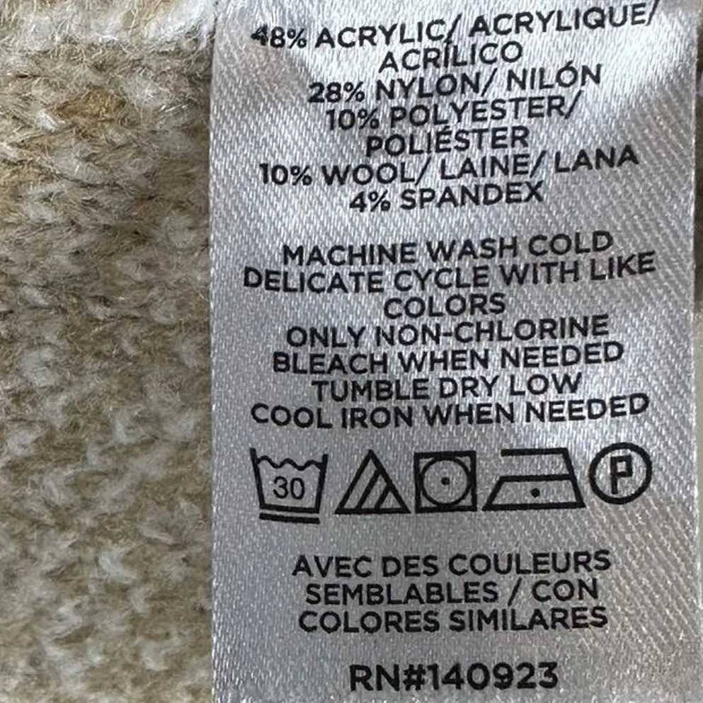 NWT Loft Buffalo Plaid Sweater Womens XL Tan White Mock Neck Cozy Preppy Fall - Image 5