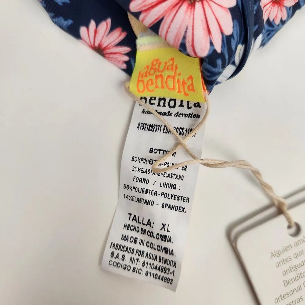 Agua Bendita Ross Eda Bikini Bottom Floral Daisy Blue Size XL NWT - Image 6