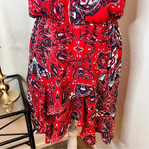 PARKER Diane Sleeveless V-Neck Ruffle Paisley‎ Dress Neck Tie Size M - Image 6