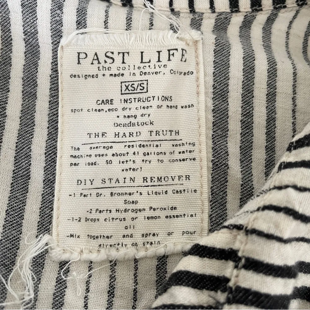 Past Life The Collective Striped Open Front Button Down Shirt Black/White (XS/S) Black - Image 6