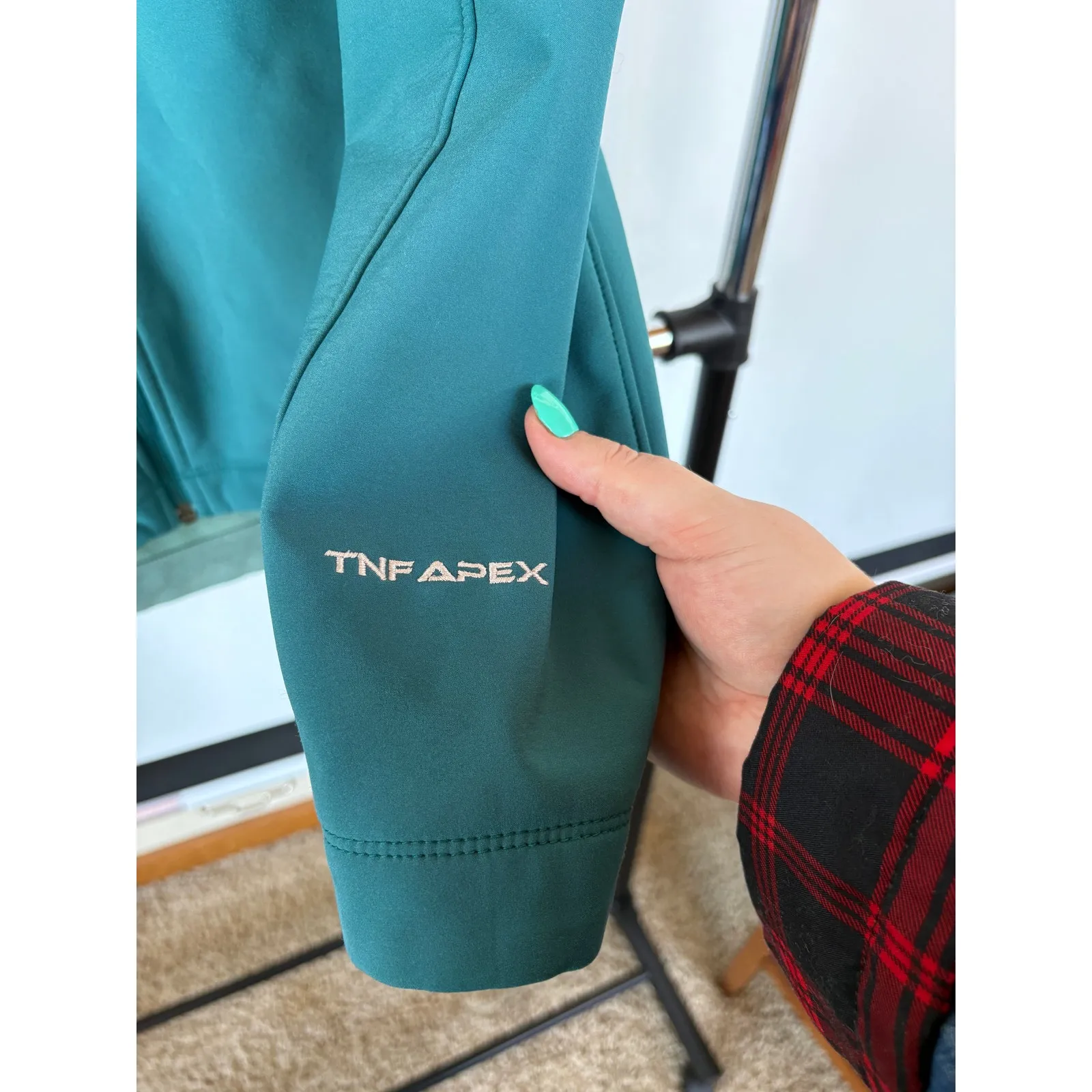North Face Apex Thermal Teal Jacket Zip Up Outdoor Active Hiking Womens Large - Image 8
