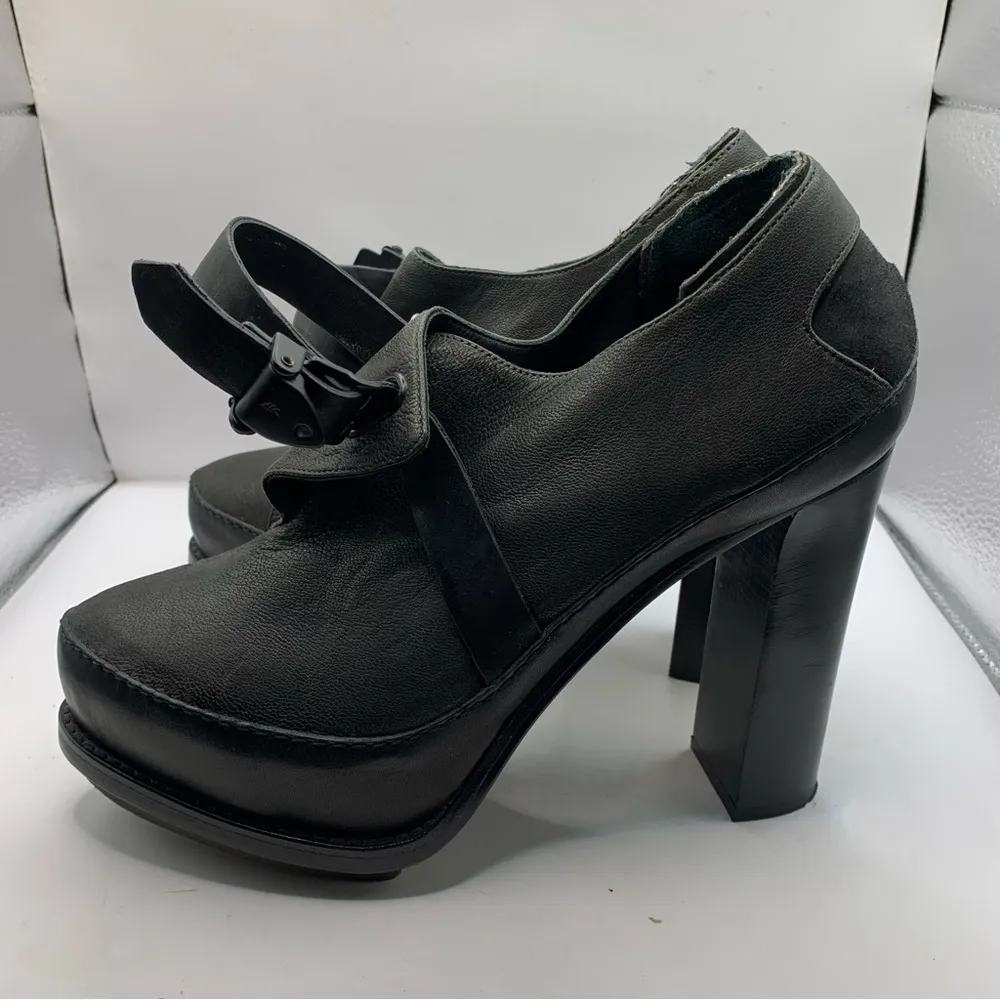 RAG & BONE New York Black Leather pumps Heels close toe Y2K straps Sz 38/Us 7.5 - Image 5