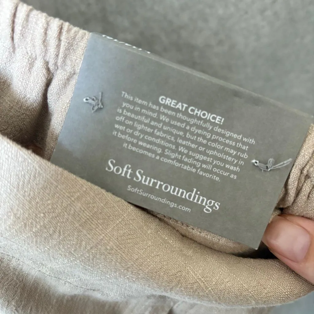 NEW Soft Surroundings Veranda Linen Blend Wide Leg Tiered Palazzo Pants Size L - Image 6