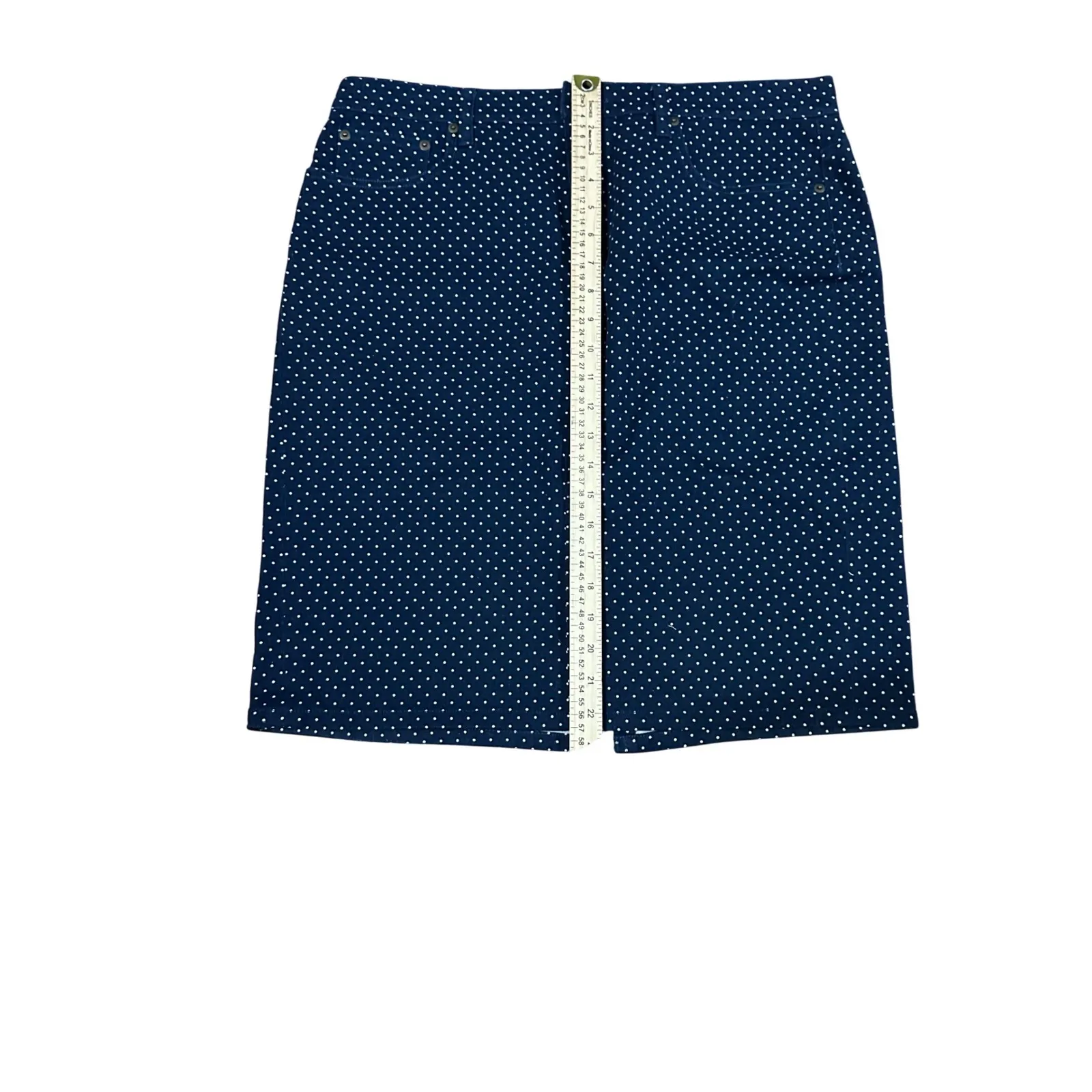 Lauren Jeans Company Polka Dot Pencil Skirt Classic Career‎ Navy 12 Blue - Image 3