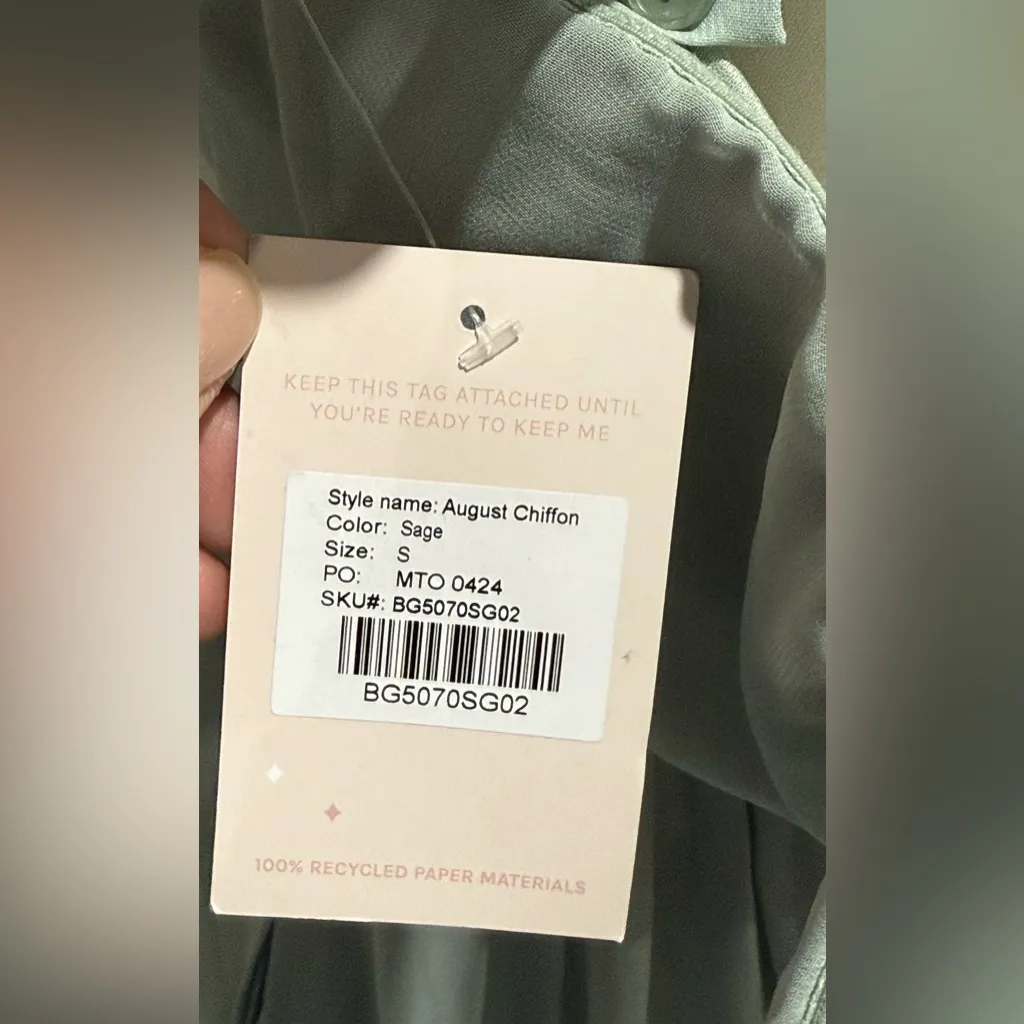 Birdy Grey Women's August Convertible Dress Chiffon Sage Size S NWT - Image 8