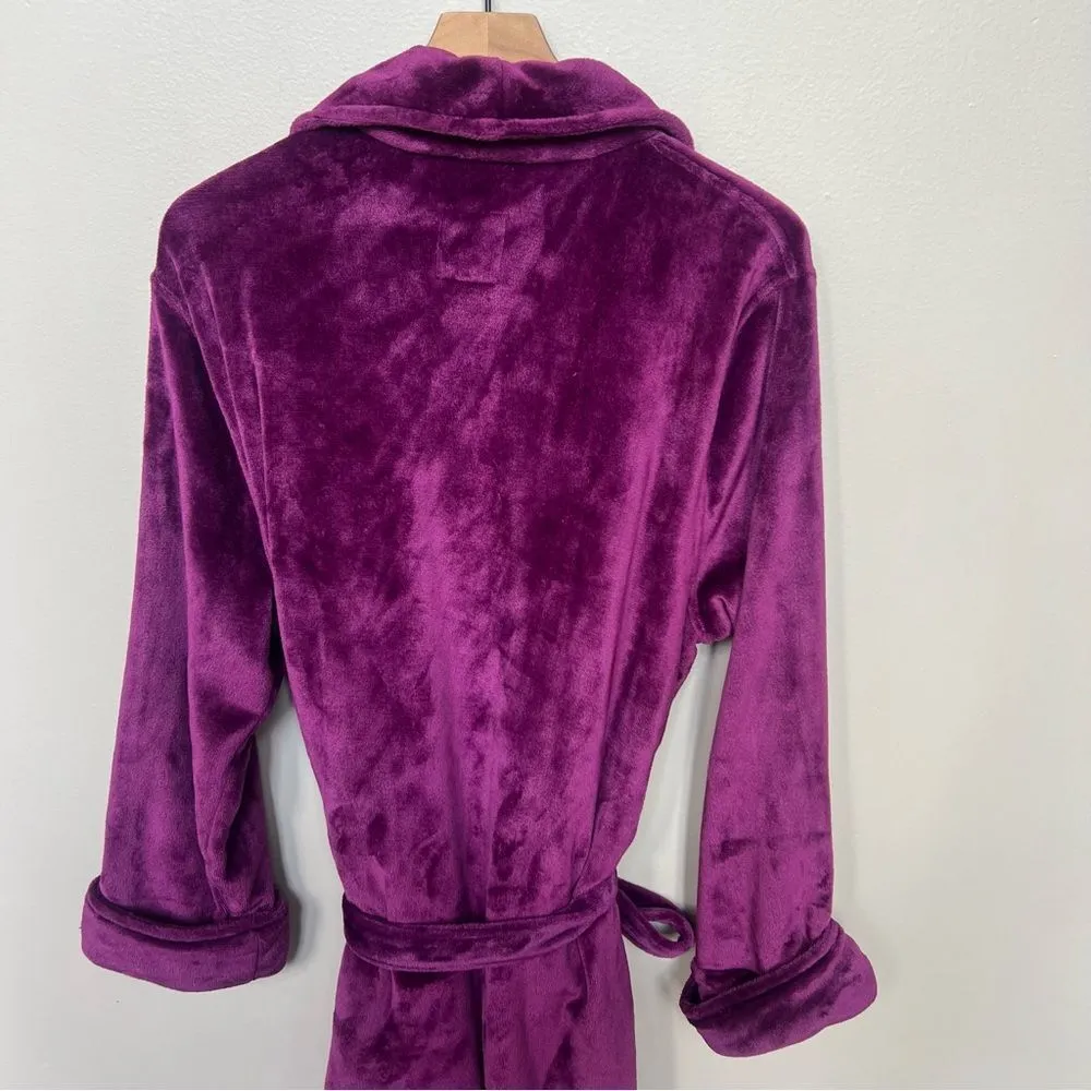 Lands End Warm & Cozy Long Velour Plush Robe XL Burgundy Maroon - Image 6