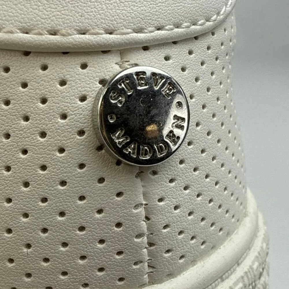 Steve Madden Toliver Women's White Leather Lace Up Low Top Sneakers Shoes 10 - Image 5