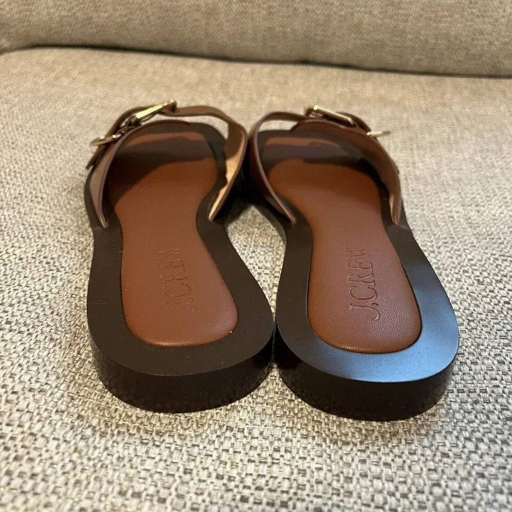 J. Crew NEW Callie Buckle‎ Sandals in Cedar Brown Leather Size 8 - Image 5
