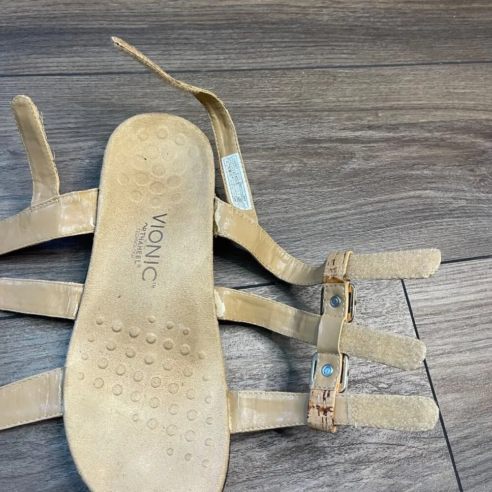 Amber Adjustable Sandal Womens 7 Gold Cork Orthotic Comfort Sandals EU 38 - Image 7