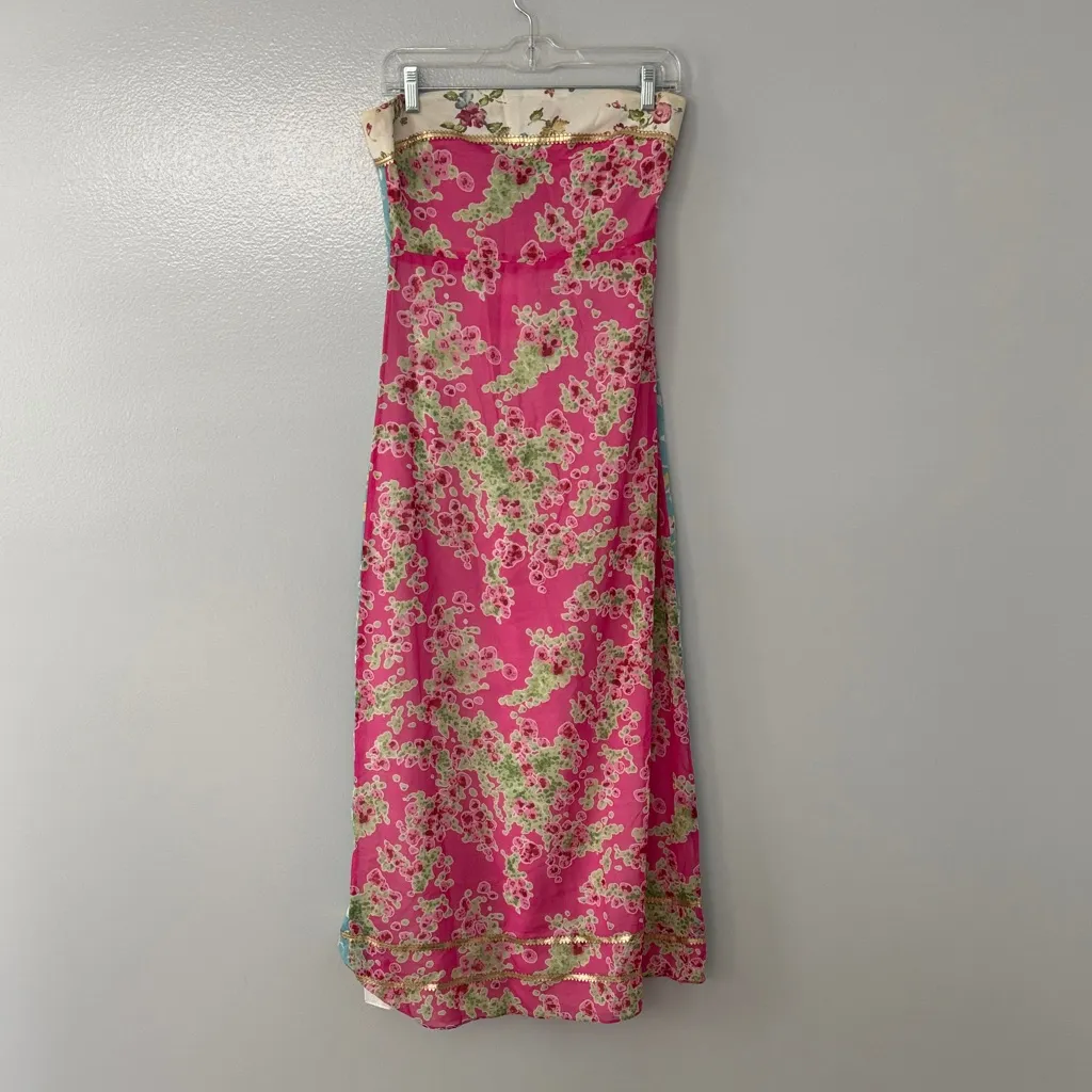 Vintage 90's Cynthia Rowley Garden Print Floral Column Maxi Dress Size 6 - Image 2