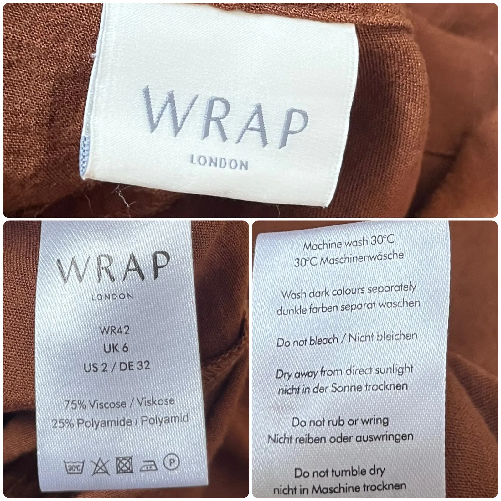 Wrap London Brown Viscose Polyamide Cuffed Cargo Pant Size 2 Lightweight - Image 12