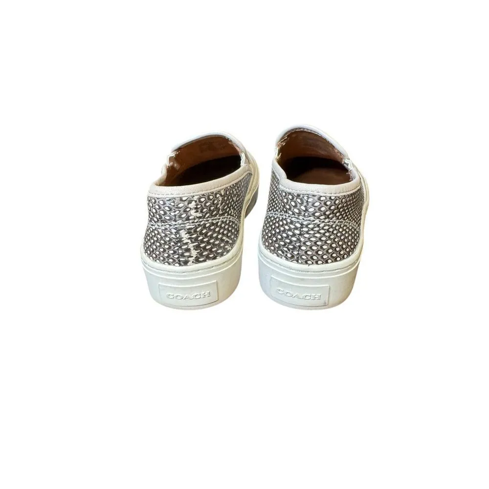 Coach Women's Shoes Cameron Walker Slip On Canvas Leather Sneakers White Sz. 6.5 - Image 5