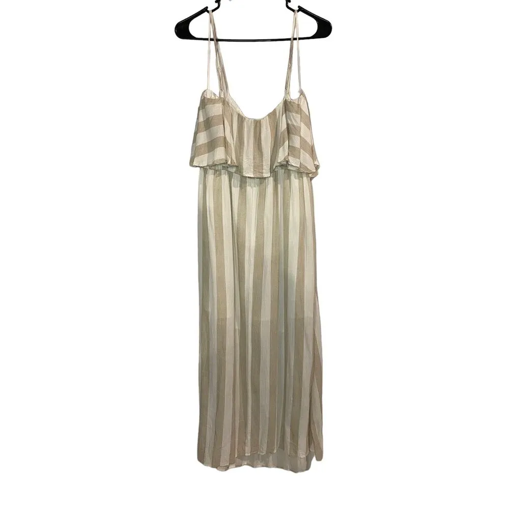 After Market Layered Lightweight Maxi Dress Size Medium Flowing Sundress Tan - Image 3