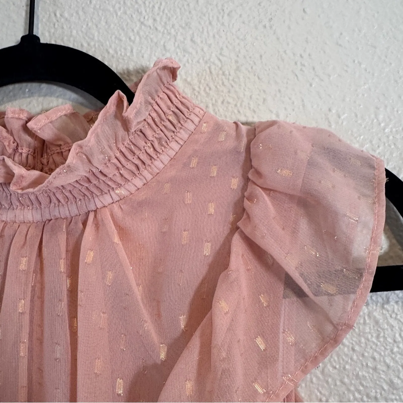 Avec Les Filles Pink Ruffed Tiered Maxi Dress Womens 10 Romantic Coquette Fairy - Image 4